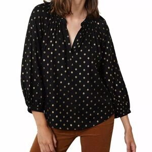 NWT - VELVET Women's 'MAISEE' Black Multi LONG-SLEEVE DOTTED TOP - M